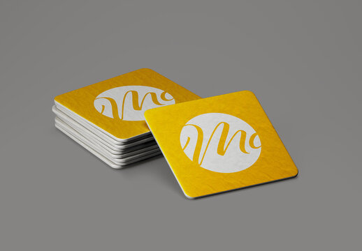 Square Stack Coasters Mockup