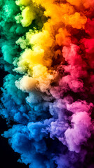 Vibrant and colorful smoke clouds swirl together, creating a stunning abstract background for creative projects.