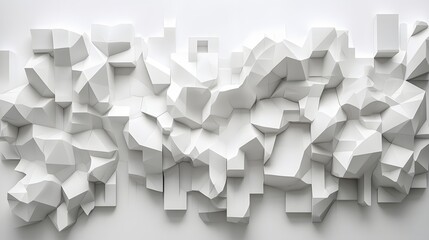Obraz premium 31. Abstract 3D wall art with complex, layered shapes creating a futuristic geometric pattern isolated on white.