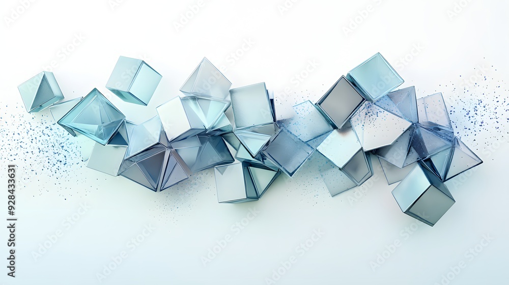 Poster 94. abstract 3d wall art showcasing floating geometric prisms and interconnected shapes forming a so
