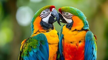 Naklejka premium 2 羽の愛らしいコンゴウインコ