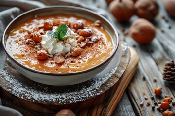 Tasty treat with chestnut puree and cream