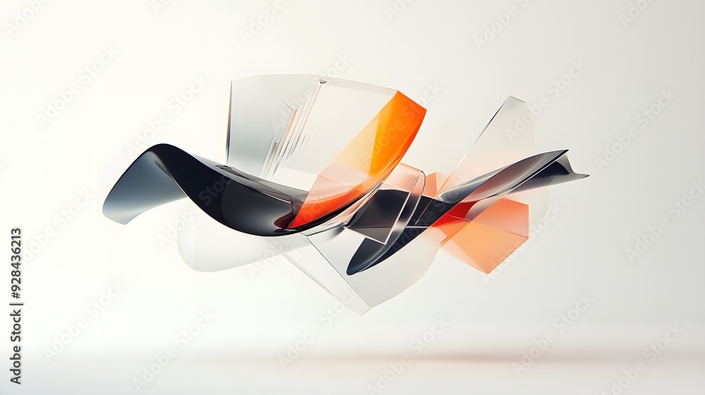 Aufkleber 84. dynamic 3d composition of floating prisms and curved shapes forming a sophisticated geometric de