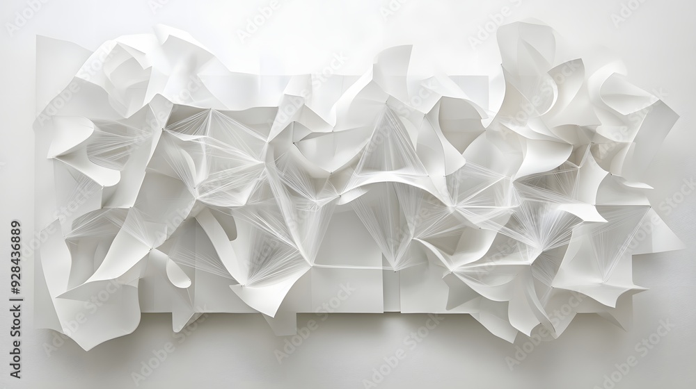 Poster 86. futuristic 3d wall art featuring interconnected shapes and translucent forms creating an intrica