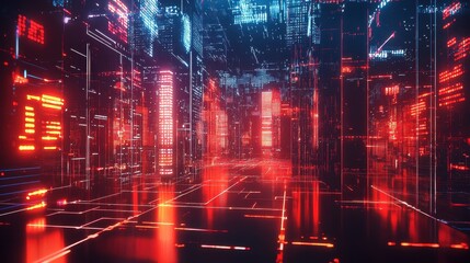 Obraz premium State-of-the-art virtual environment with sparkling technology elements.