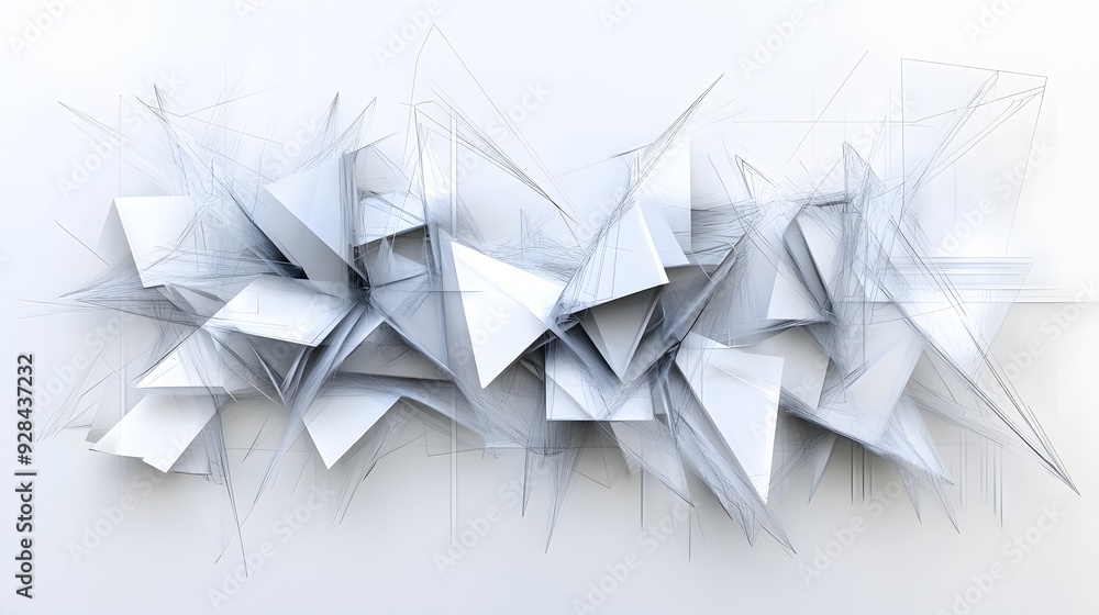 Poster 86. futuristic 3d wall art featuring interconnected shapes and translucent forms creating an intrica