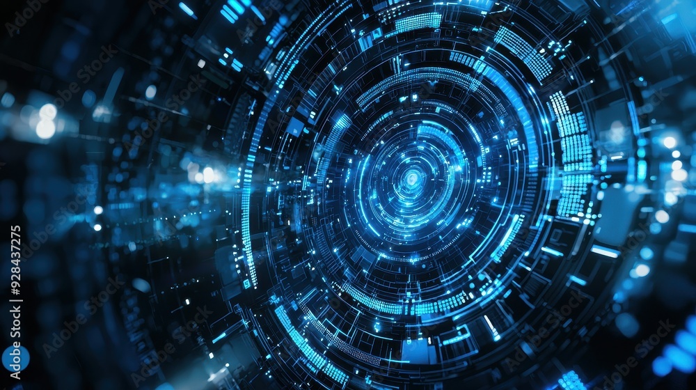 Aufkleber 3d rendering of a futuristic technology environment with digital elements.