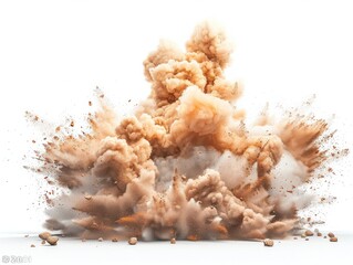 Fiery Beryllonite Smoke Explosion on White Background