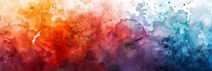 Fototapeta premium A vibrant abstract watercolor painting with contrasting warm and cool colors. It evokes feelings of energy, passion, and tranquility. The organic shapes and textures create a sense of movement and dep