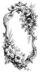 Elegant Lace Inspired Vintage Frame Floating Against White Background with Delicate Floral Patterns