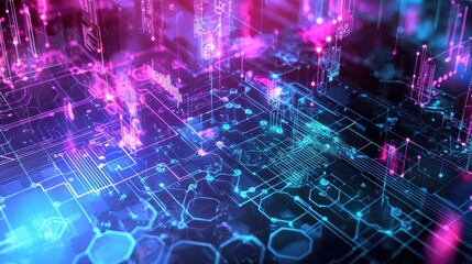 Obraz premium Smart technology concept with lively background elements