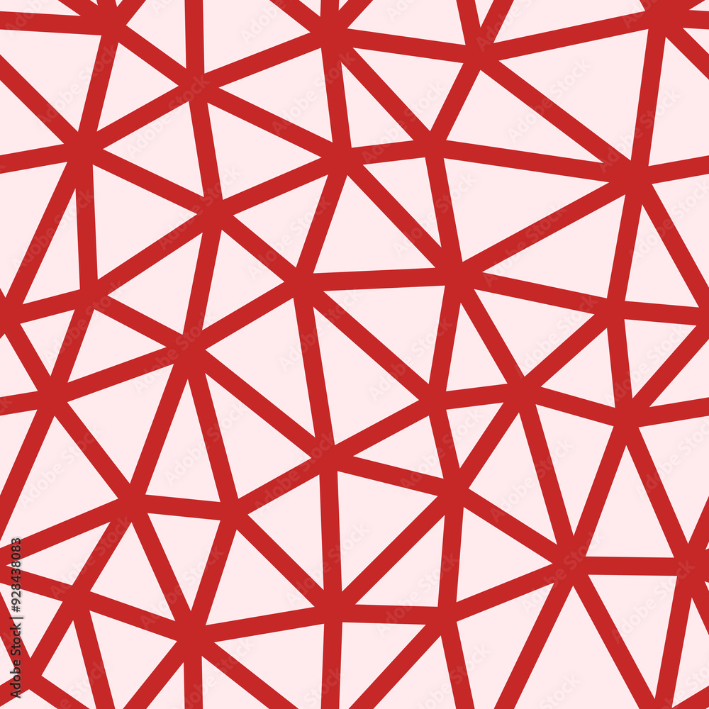 Poster triangles pattern geometric design. red color. medium triangle size. bold line weight. repeatable se