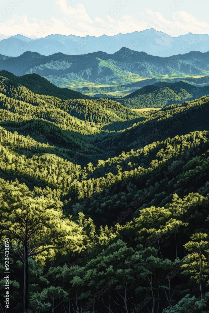 Wall mural Mountain Range with Trees