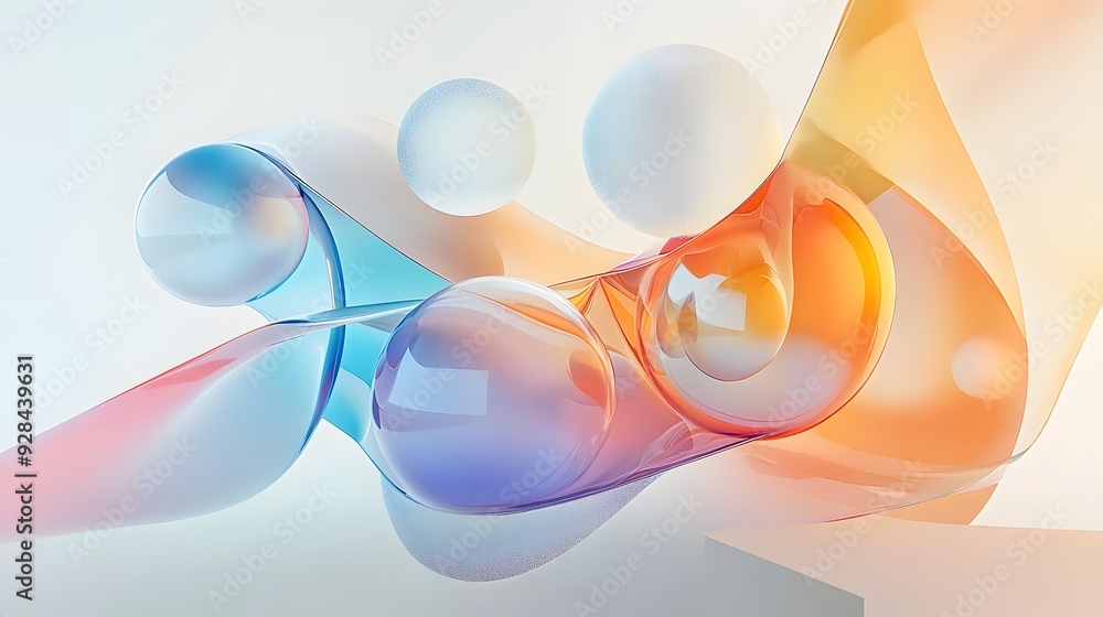 Poster 91. futuristic 3d wall art with floating shapes and sleek gradients forming an abstract geometric pa