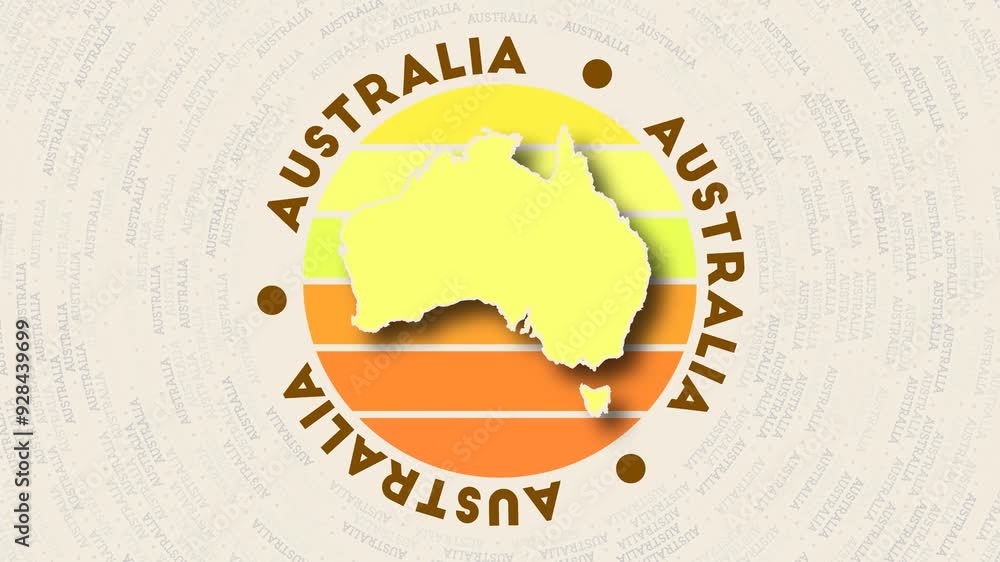 Aufkleber australia logo intro. badge with the circular name and map of country. authentic australia round log