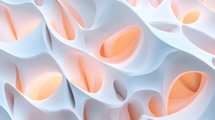 Fototapeta premium 24. Futuristic 3D wall art featuring translucent, overlapping shapes creating a multi-dimensional pattern on white.