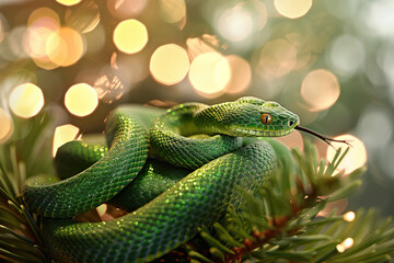 Fototapeta premium Beautiful greeting card with holiday composition for happy and joy celebrate New Year