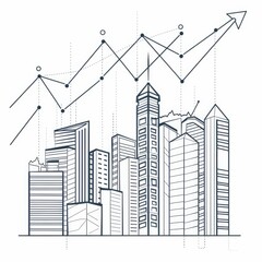 An illustration symbolizing urban development, economic growth, progress, prosperity, and a positive future.