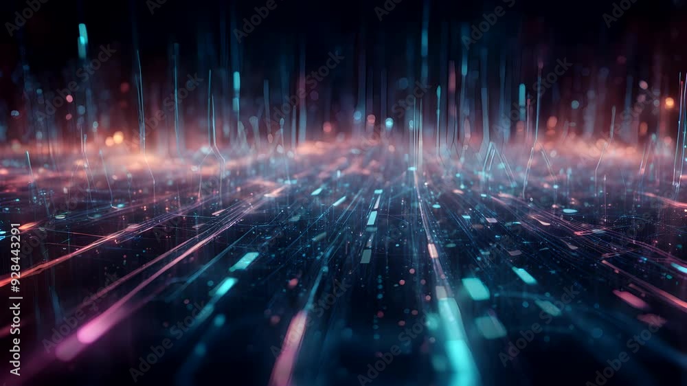 Aufkleber abstract digital network with glowing lines and dots