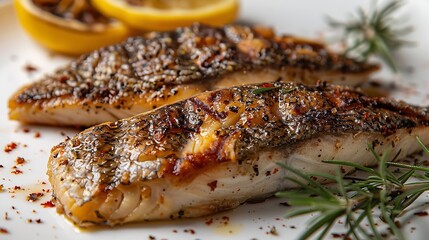 photo of Grilled Fish, solid white background