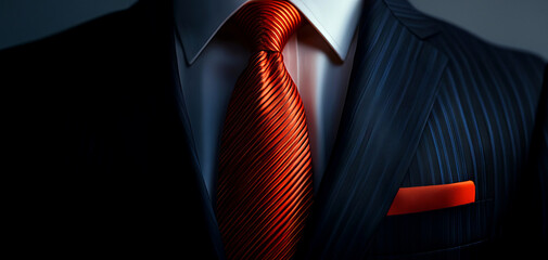 A stylish business suit featuring a sharp tie, perfect for corporate presentations and professional events.