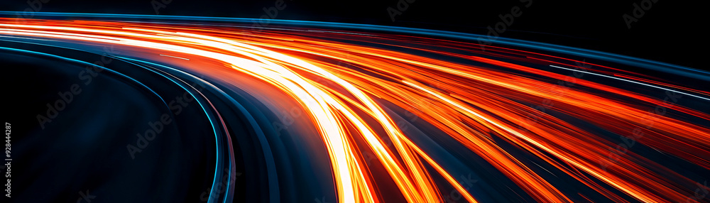 Aufkleber abstract light trails creating dynamic movement and energy on a dark background, perfect for technol