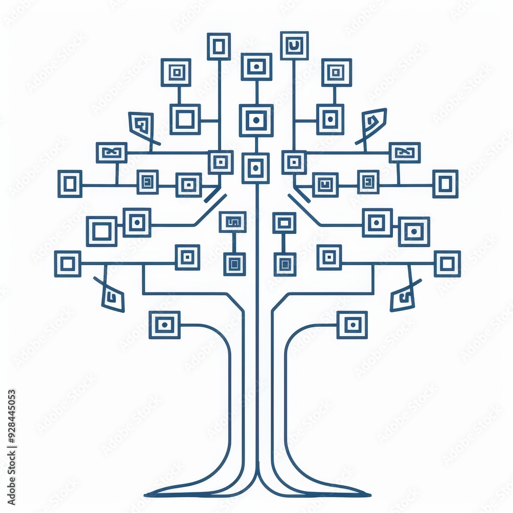 Poster this abstract image portrays a tree-like structure formed by interconnected circuits, representing t