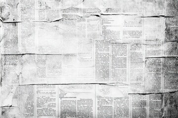 Obraz premium Old Newspaper Background, Blank Grunge Paper Texture, Dark News Print Pattern Design With White Grungy Space For Text, News Backdrop. Generative ai