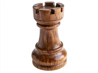 A brown wooden chess piece on a white background