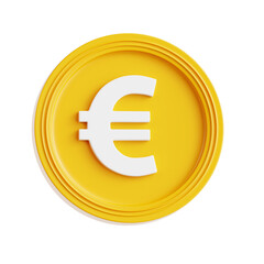 PNG 3D Euro Coin icon isolated on a white background