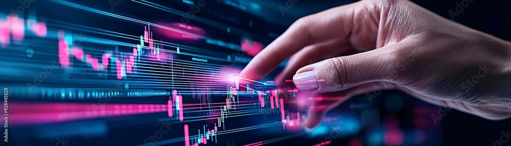 Poster a close-up of a financial advisor's hand adjusting a graph displaying bond yields as interest rates 