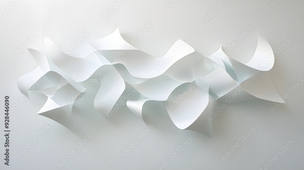 Aufkleber 71. dynamic 3d wall art showcasing floating geometric prisms and smooth curves creating a modern des
