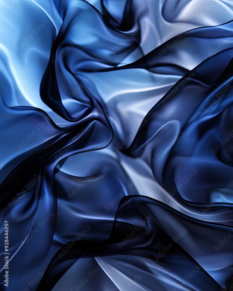 Poster a stunning abstract background featuring flowing blue fabric, creating depth and elegance with its s