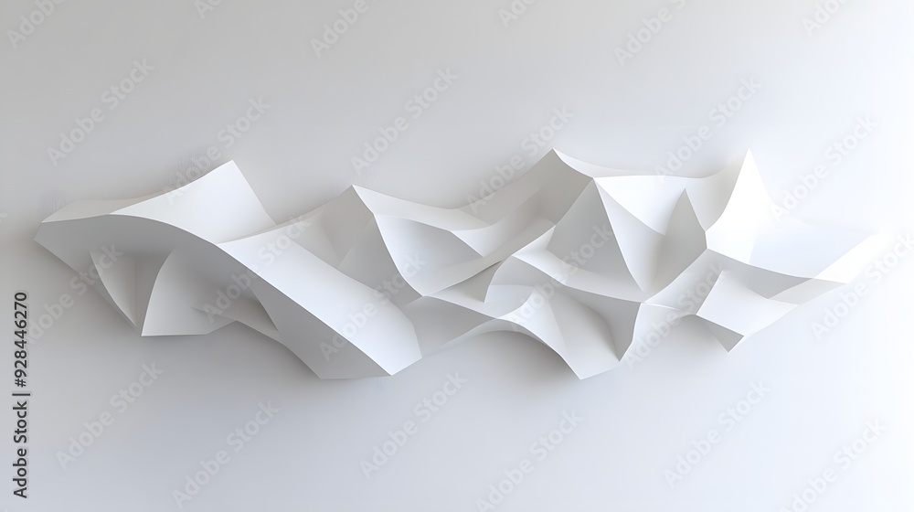 Poster 71. dynamic 3d wall art showcasing floating geometric prisms and smooth curves creating a modern des
