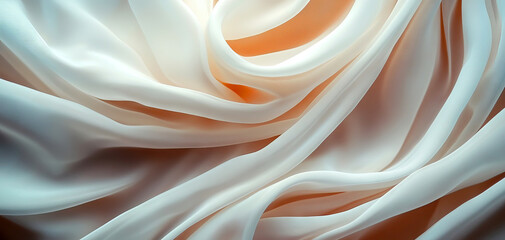 Obraz premium Delicate and flowing fabric in soft white tones, ideal for backgrounds, fashion, or textile applications.