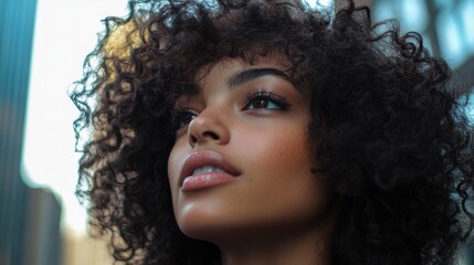 Fototapeta premium Woman with Curly Hair Close Up