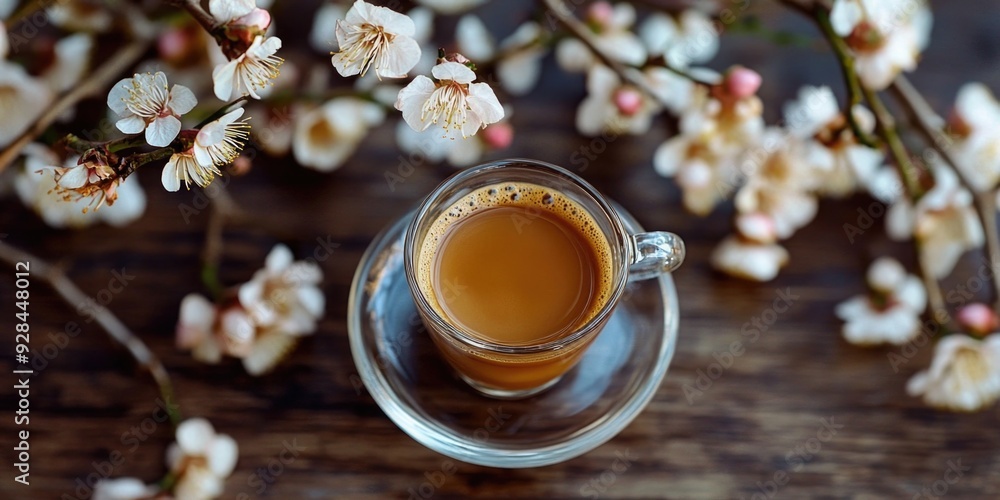 Poster coffee on wooden table