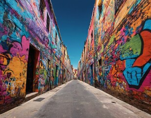 Fototapeta premium Metaverse Cyber Colorful Abstract Urban Street Art Graffiti Style. Ai generated image.