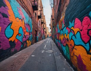 Fototapeta premium Metaverse Cyber Colorful Abstract Urban Street Art Graffiti Style. Ai generated image.