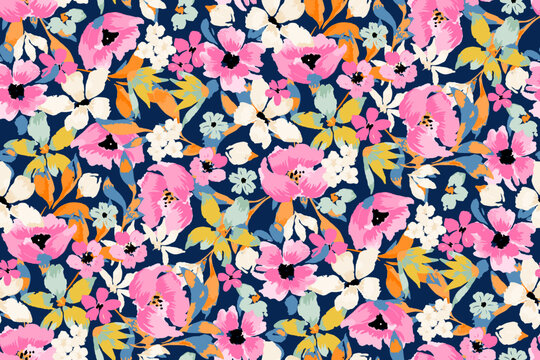 
Cute feminine watercolor seamless pattern with wildflowers.hand drawn, not AI