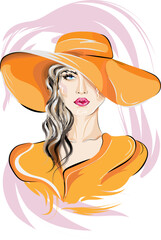 A young girl in a yellow hat.