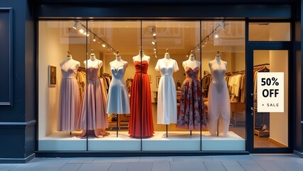 50 percent discount on retail clothing shop glass windows in shop commercial deals
