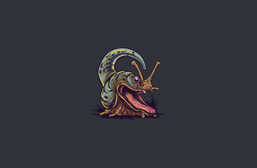 Obraz premium creepy snail t-shirt logo design artwork vector illustration