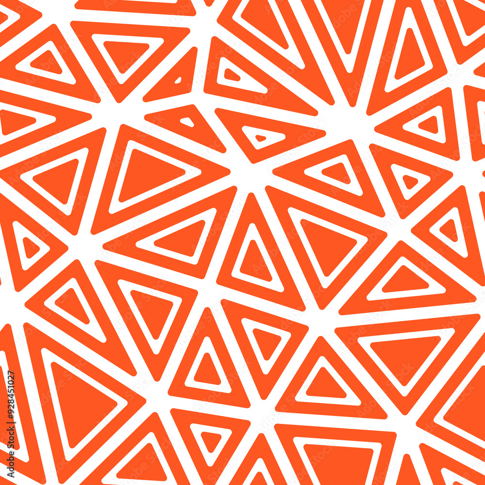Poster Geometric template background. Rounded solid shapes in frames. Big triangles size. Solid Color style. Repeatable pattern. Modern vector tiles. Seamless vector illustration.