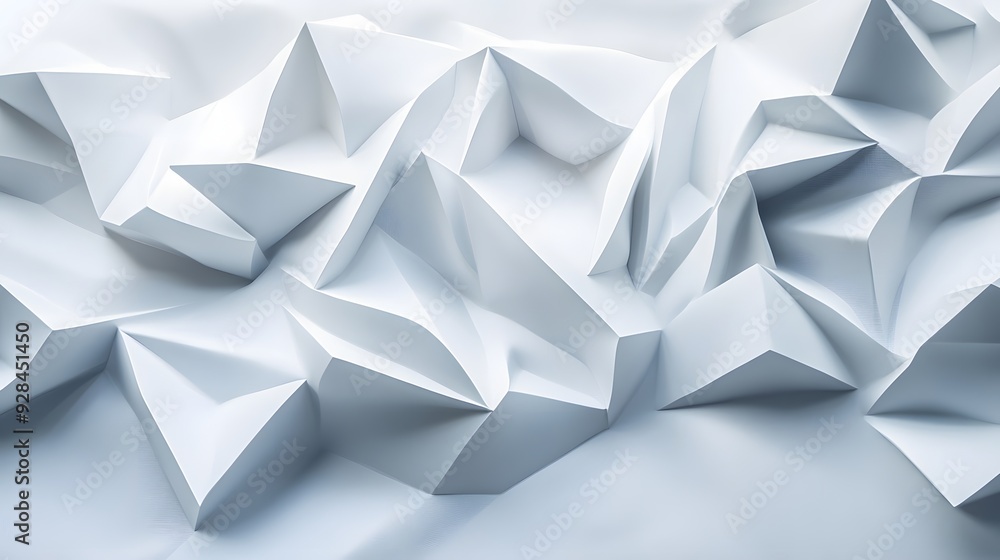 Poster 21. dynamic 3d wall art featuring floating, interwoven geometric forms with sharp edges and smooth s