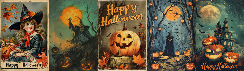 Collection Set Vintage Halloween Cards