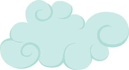 Blue cloud. Fluffy sky element. Weather icon