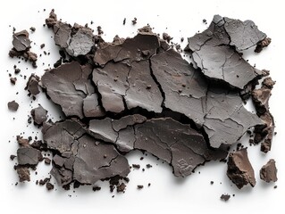 Cracked Peat Texture on White Background for Creative Design Projects