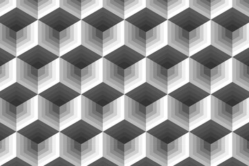 Fototapeta premium Abstract cube pattern on white background. Isometric, 3d space looks like optical illusion 