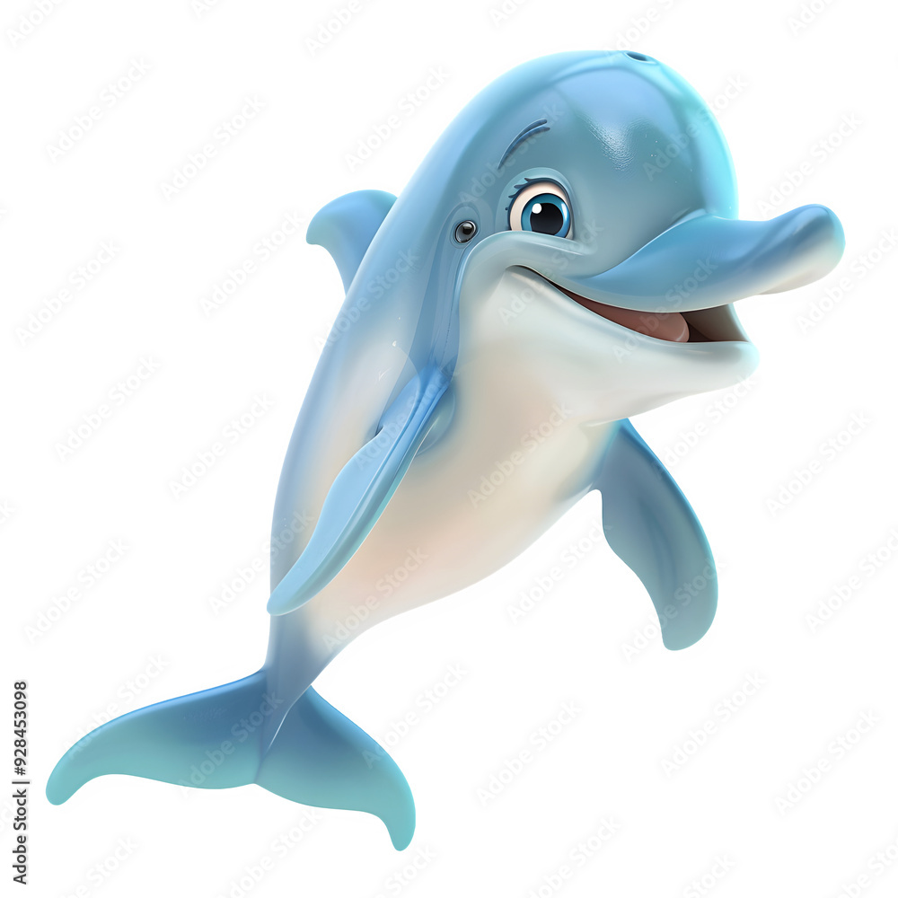 Poster lively and happy cartoon dolphin drawing, great for all kinds of design work and creative projects, 